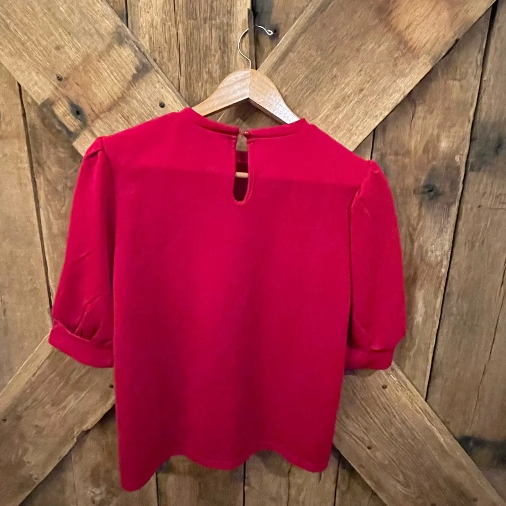 SHEIN Womens Puff Sleeve Top Pullover Keyhole Back - Picture 6 of 6